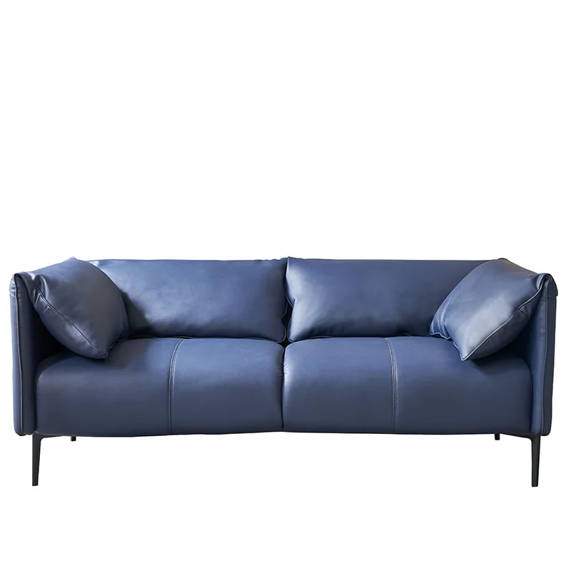 

Italian minimalist three-seat down leather art sofa modern simple small apartment living room sofa combination