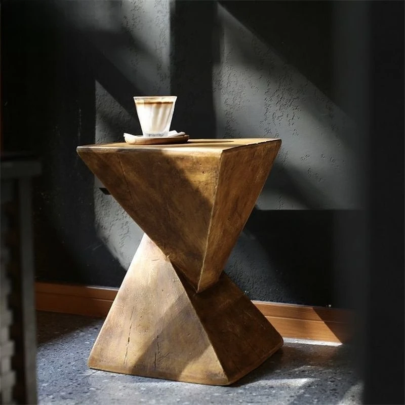 

Nordic light luxury about magnesium oxide coffee table art B & B living room sofa imitation wood grain edge table creative bedro