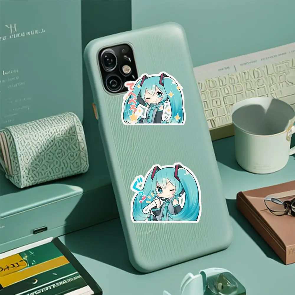 40pcs Hatsune Miku Sticker Pack Waterproof Phone Case Cartoon Journaling Stationery Kawaii Packaging Kawaii Laptop Skin Sticker