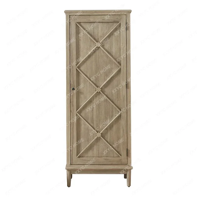 solid wood small apartment bedroom double door wardrobe storage cabinet  FT