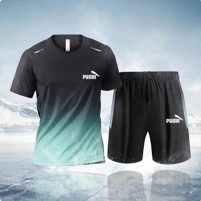 Men's Sets 2024 Summer Quick-drying T-shirt+Shorts Suit Men's /Women's Breathable Tracksuit T-shirt + Shorts 2Pcs Sets Clothing