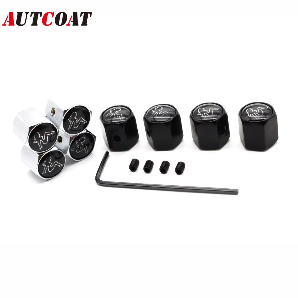 

AUTCOAT 4Pcs/Set Tire Valve Caps, Universal Anti-theft Mermaid Logo Zinc Alloy Stem Covers For Cars, Bike, Trucks, Motorcycles