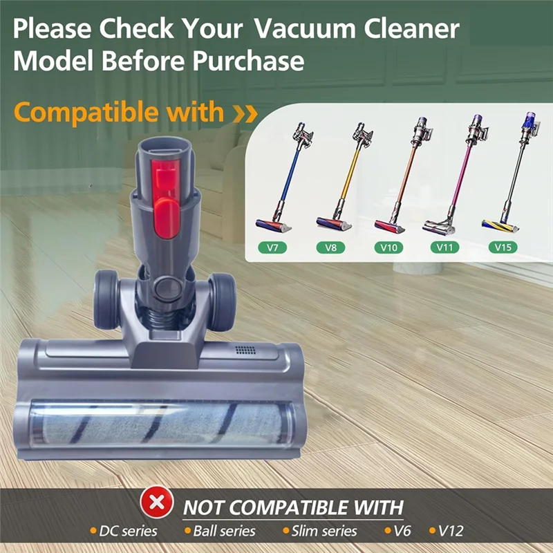 A23F-For Dyson V15 V11 V10 V8 V7 Vacuums Attachment  Soft Roller Brush Head With Dust Detection Light For Hardwood Cleaner