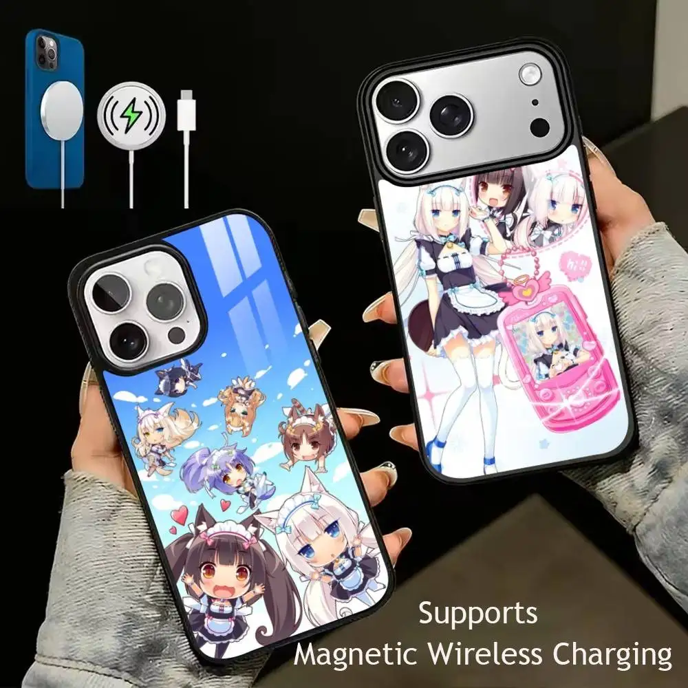 N-NekoparaS Anime cute Phone Case For iPhone17,16,15,14,13,12,11 Plus,Pro Supports Magnetic Wireless Charging