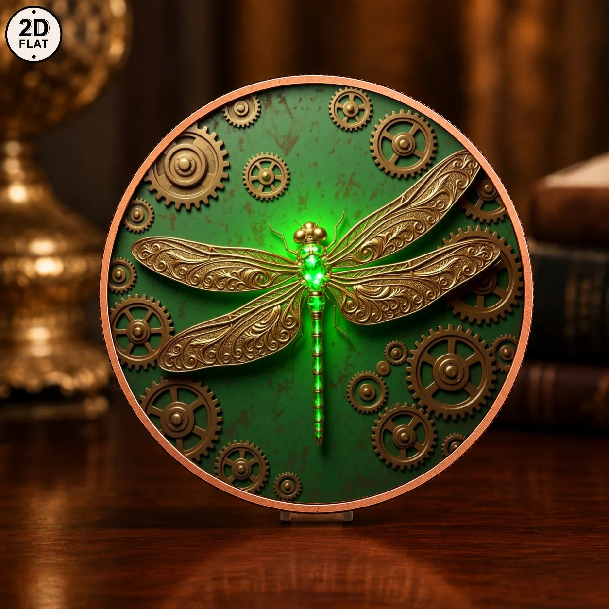 1pc Steampunk Insect Collectible Copper Coin 1oz Fine Copper Gear Dragonfly Commemorative Token Retro Art Keepsake Gifts