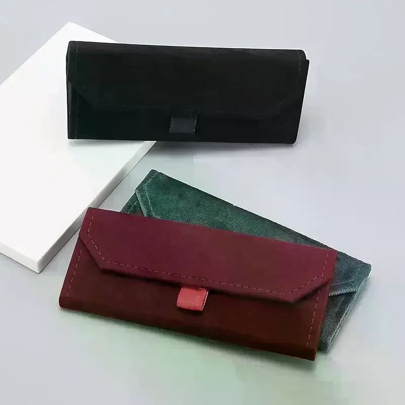 Velvet Triangle Folding Glasses Case Elegant Sunglasses Case Soft Reading Glasses Box Creative Compression-resistant Glasses Box