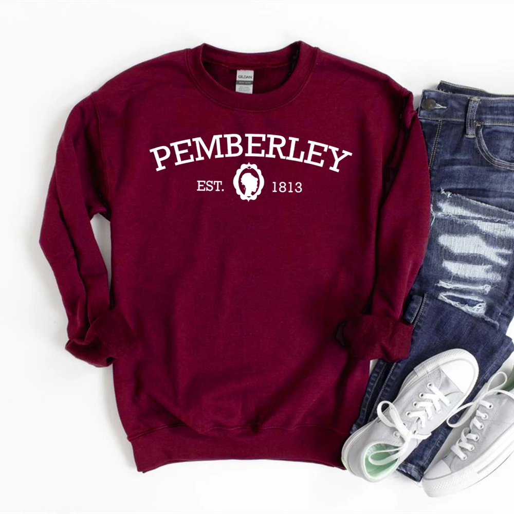 Pemberley Sweatshirt Jane Austen Hoodies Pride and Prejudice Graphic Sweatshirts Women Autumn Winter Pullovers Streetwear Tops