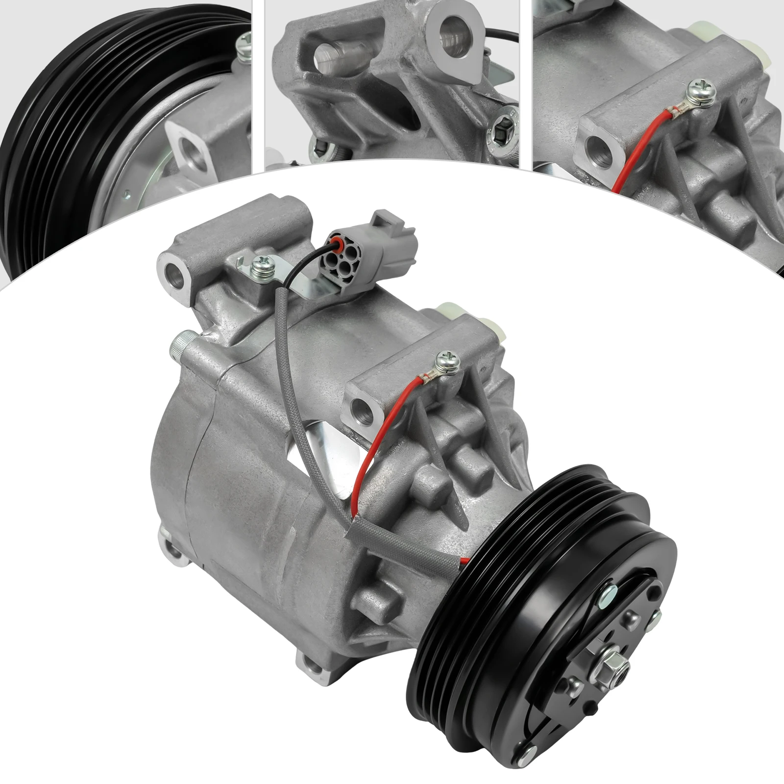 Compressore per climatizzazione per auto Leggero, silenzioso, a risparmio energetico, ad alta efficienza, argento, alluminio, ferro, rame lucido