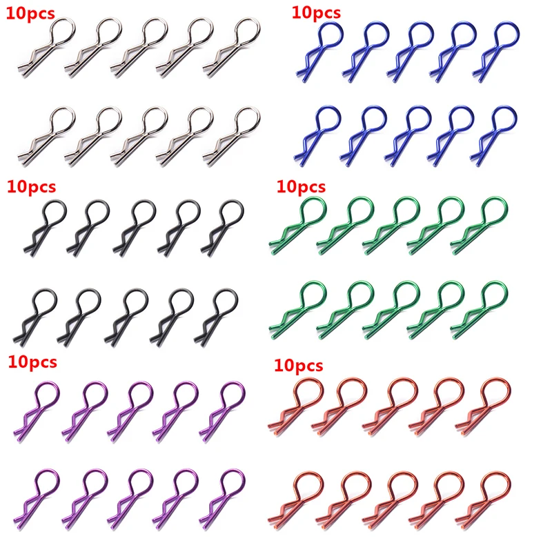 10pcs Stainless Steel Body Clips R Pin Shell For Redcat HSP 1/10 RC Car Parts Fastener Hardware For Repairing Cars