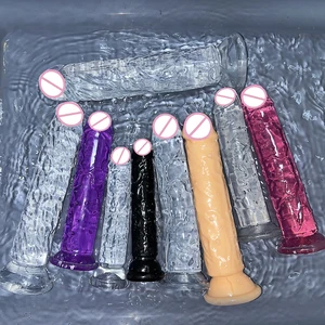 Murah 5 Warna Cangkir Hisap Dildo Transparan Kecil Kontol Jeli Mainan Seks Anal Erotis Wanita Masturbasi Vagina Klitori Lembut Penis 10 dildo penjualan terbaik 9 inci - №