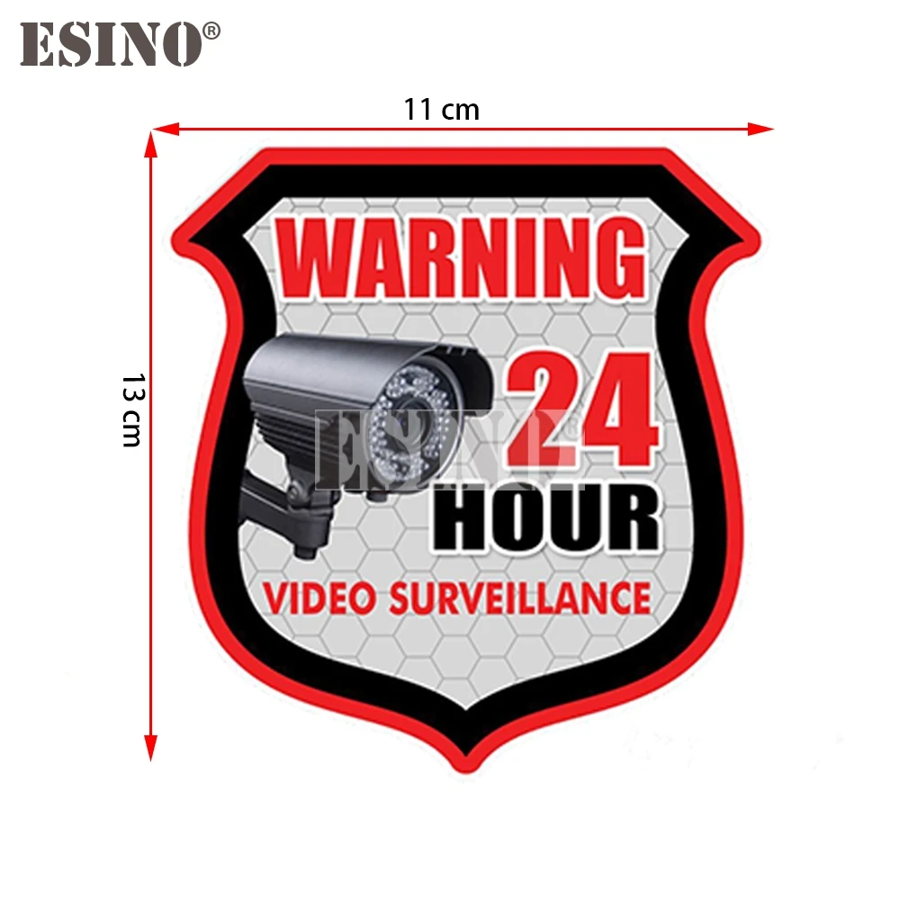 Car Styling Creative Warning 24 Hour Video Surveillance Decal Cartoon PVC  Waterproof Car Body Sticker Pattern Vinyl