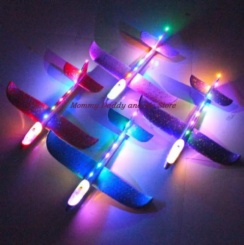 48CM Big LED Flash Foam Plane Glider Hand Throw Light Inertial AirPlane EPP Outdoor Launch Fun of Kids Toys for Children Gift