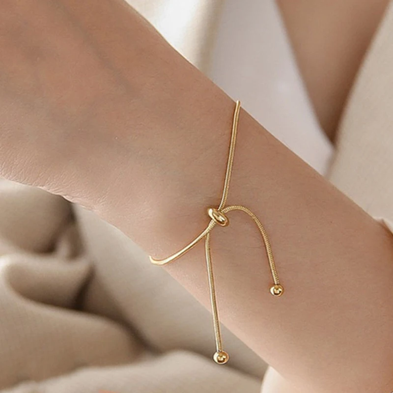 

Minimalist Stainless Steel Snake Chain Bracelet for Women Girls Gold Color Adjustable Bracelet Simple Snake Bone Chain Bracelets