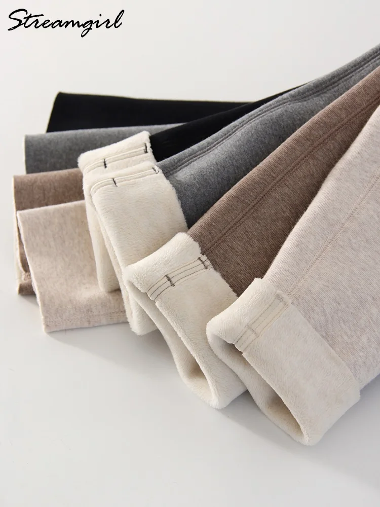 Winter Braune Leggings Frauen Lange Fleece Hosen Hohe Taille Samt Unten Leggings Mit Taschen Warme Dicke Leggings Für Frauen Winter