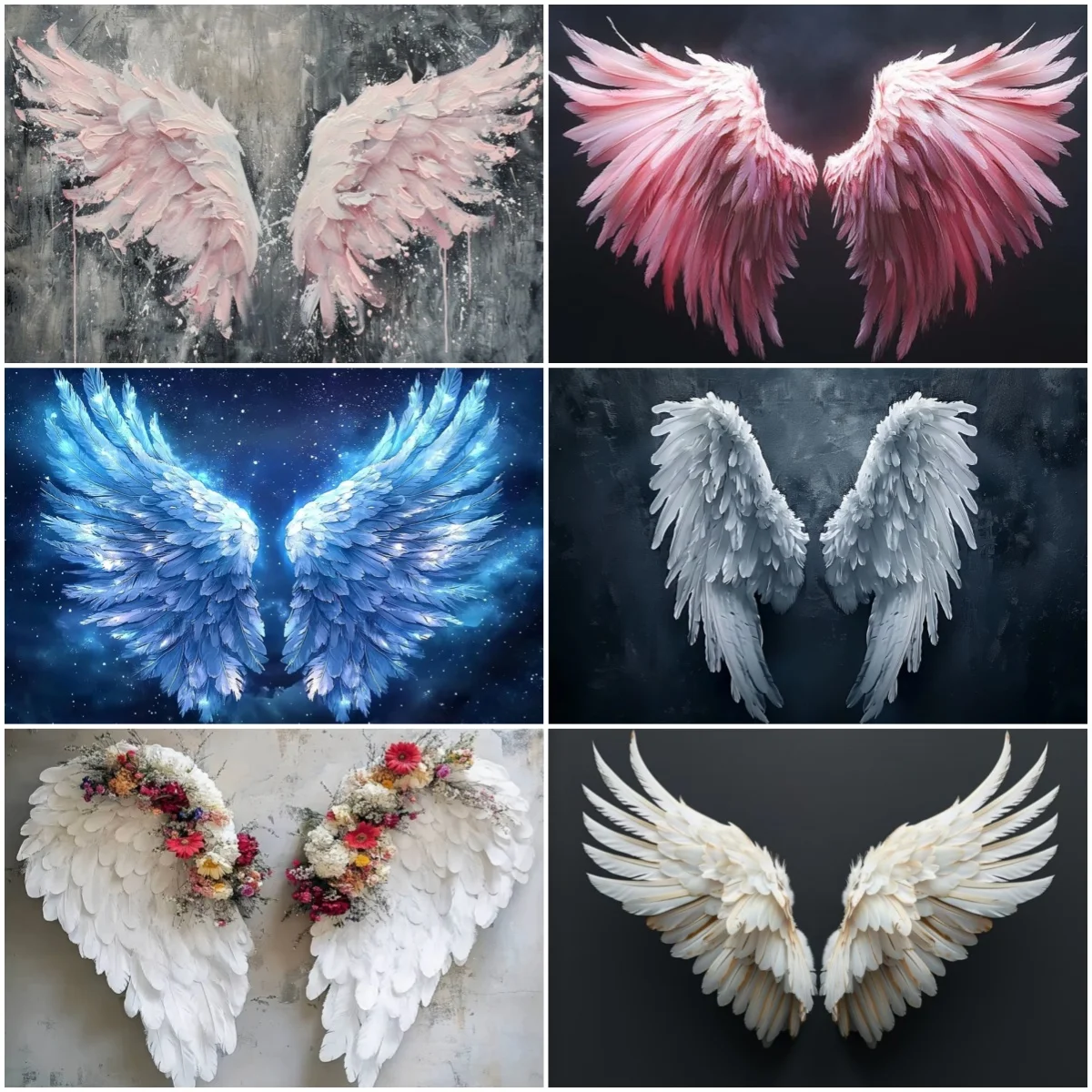 

Angel Wings Theme Backdrop Birthday Party Boy Girl Baby Shower Decorative Anniversaries Weddings Photography Background Prop