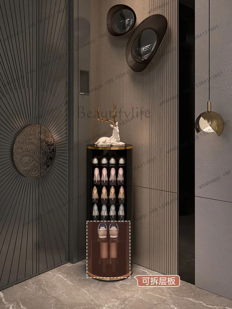 rotating shoe cabinet light luxury creative round multi-layer storage cabinet corridor entry shoe rack