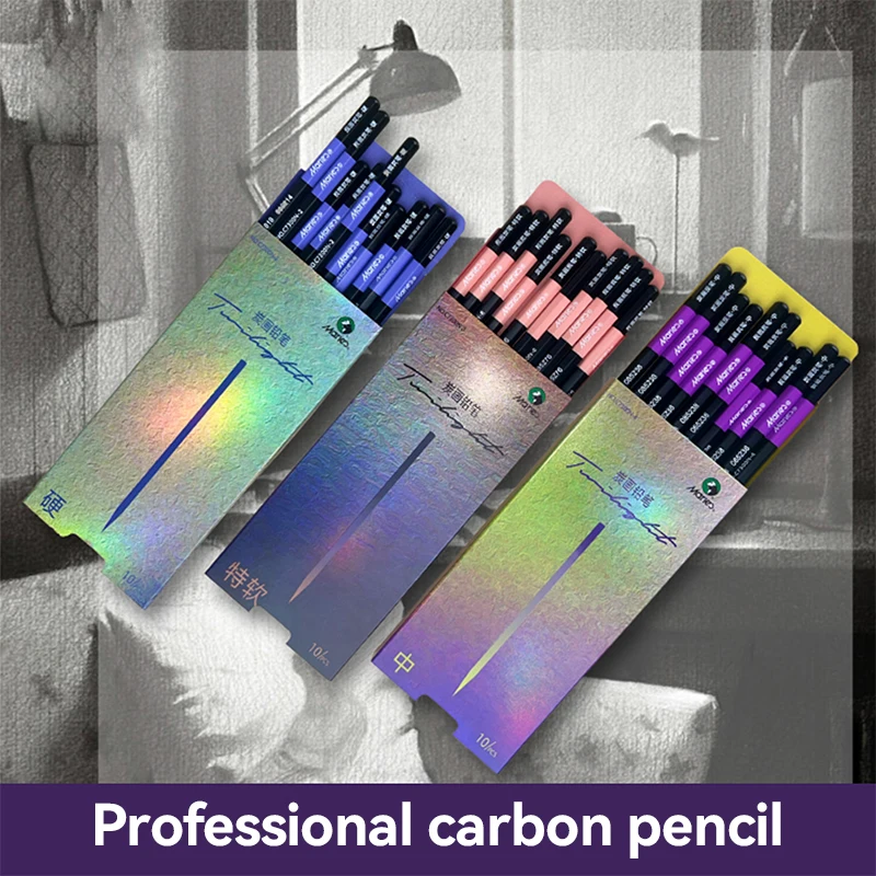 10Pcs/box Professional Charcoal Graphite Sketch Set Pencils for Drawing Sketches Shading Art Pencils Artists Beginners