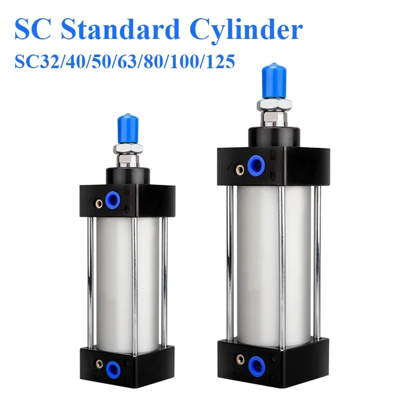 

SC Standard Air Cylinder Bore 32/40/50/63/80/100/125mm Double Acting Pneumatic Piston Cylinders Tools 25/50/75/100/200/500mm