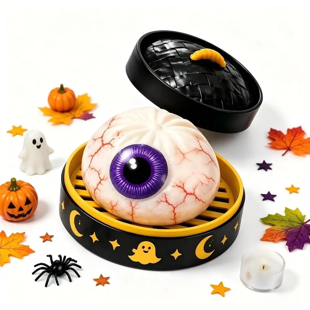 Glitter Filled Halloween Spooky Glitter Dumpling Squishies Toys Soft and Stretchy Slow Rising Sensory Fidget Toy Ghost