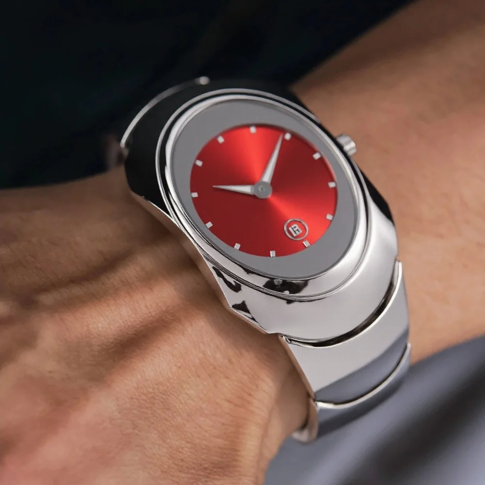 

Уникальные мужские кварцевые часы Y2K с серебряным циферблатом, персонализированные, в форме инопланетянина, из стали, модные, креативные, класса ААА