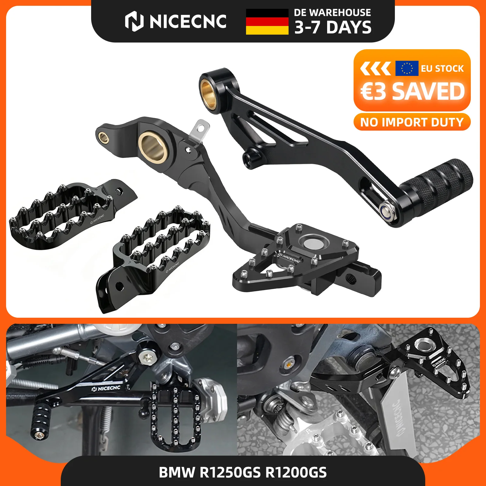 Levier de changement de vitesse réglable et pliable, levier de frein arrière, repose-pieds pour BMW R1250GS 2019-2023 et R1200GS 2013-2018