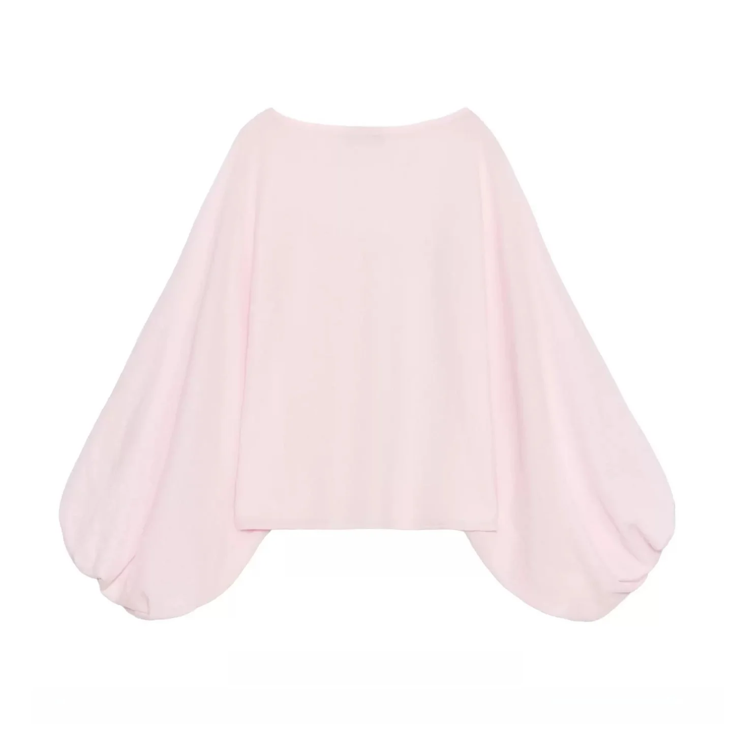 Summer 2026 New Women's Casual Knitted Loose Top with Flower Bud Sleeves And Simple Collar T-Shirt Style by Other Fabric