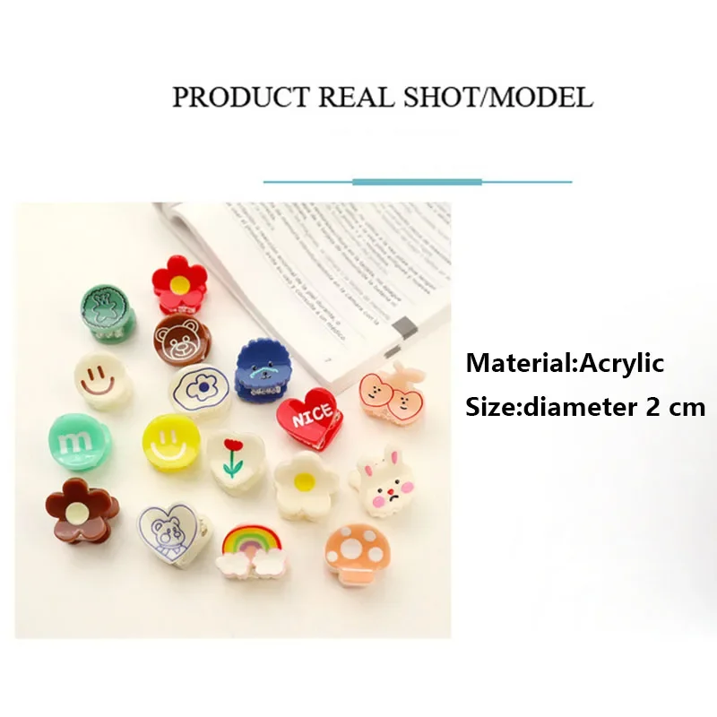 Random Cute Mini Hair Claw Candy Color Sweet Cartoon Bear Rainbow Animal Headwear Lovely Acrylic Hair Accessories Gift for Girl