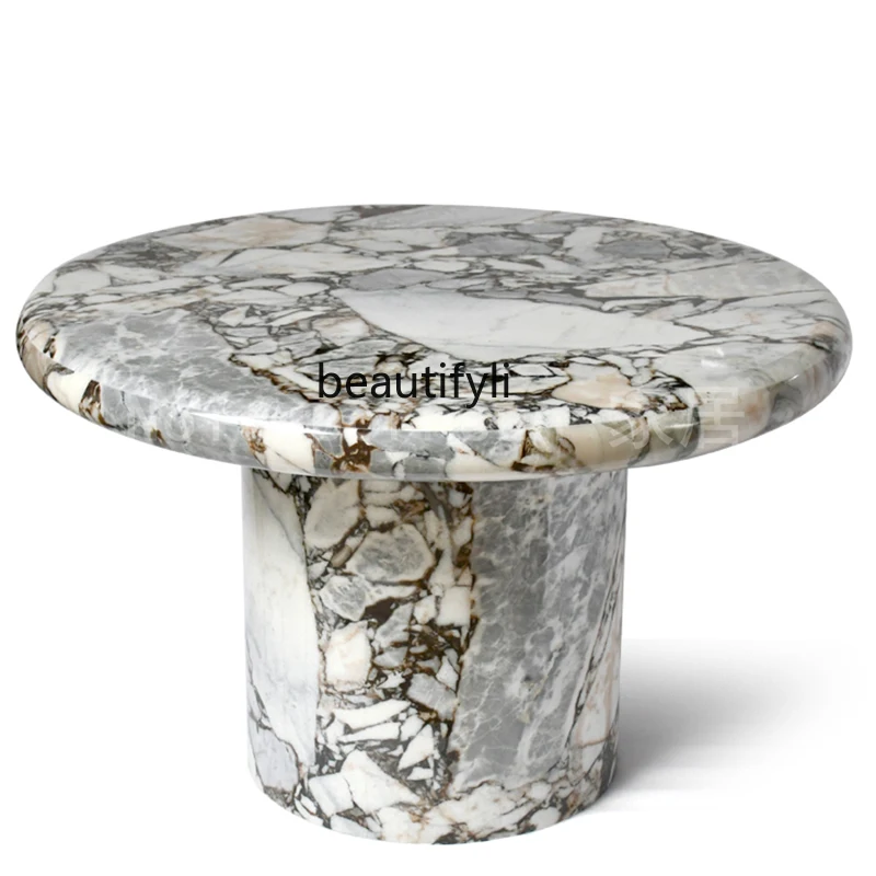 Round table marble dining table Nordic small apartment round simple restaurant dining table high-end