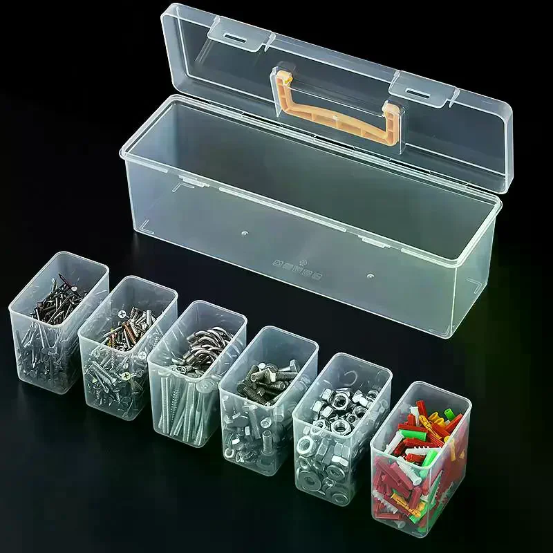 Handheld Toolbox Portable Large Capacity Thickened Plastic Hardware Tool Storage Box With Handle Tool Organizer Box Transparent