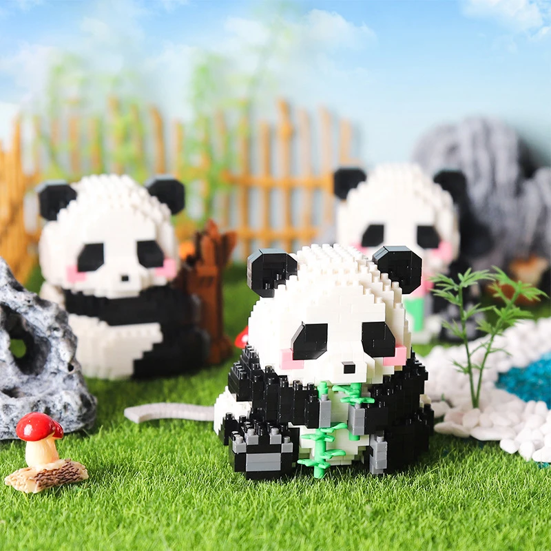 

Panda Building Blocks Plastic Model Christmas Gift Mini Bricks Kids Toy Micro Particle Animal Doll Creative Diy Assemably Games