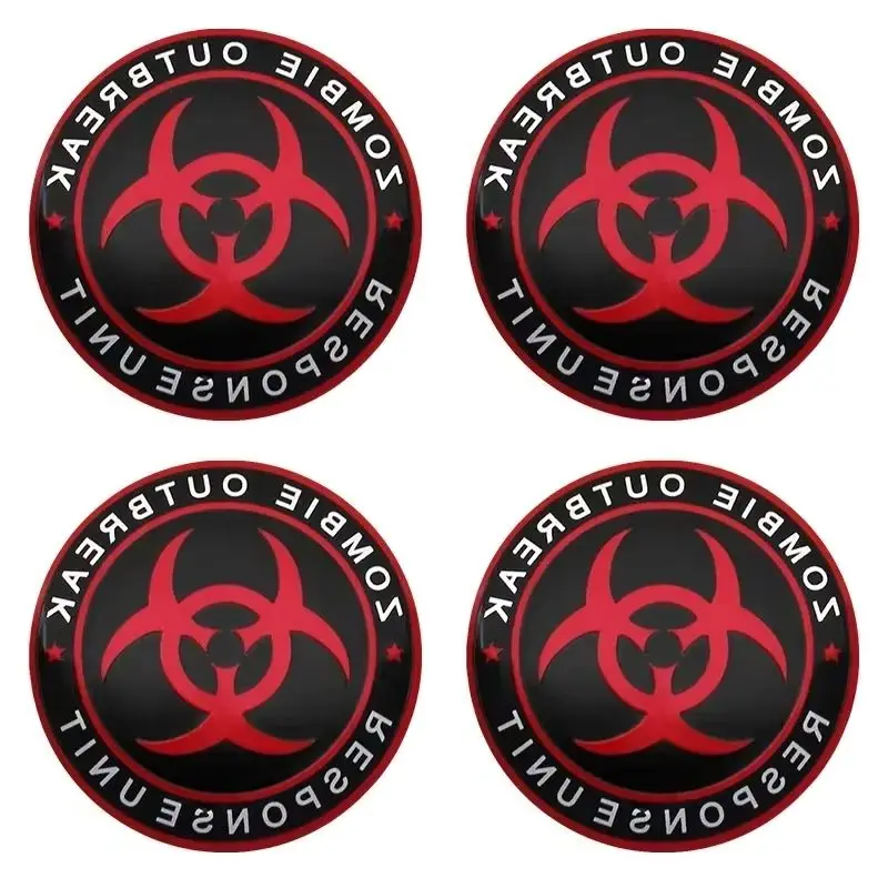 

4Pcs 56mm Zombie Outbreak Emblem Car Wheel Rim Cover Badge Center Hub Cap Stickers