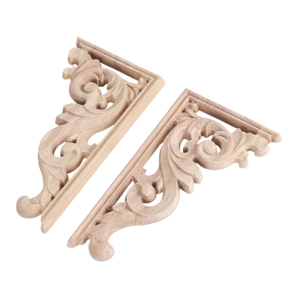 Качественные 2 шт. левый + правый (кежный 1 шт.) винтажные деревянные резные угловые накладки для мебели, настенный декор, неокрашенная рамка, аппликация