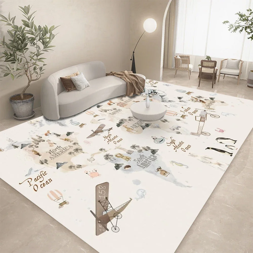 Animal World Map for Bedroom Living Room Home Sofa Children's Bedroom Kids Large Floor Mat Gifts Home Decoration Rug Carpet