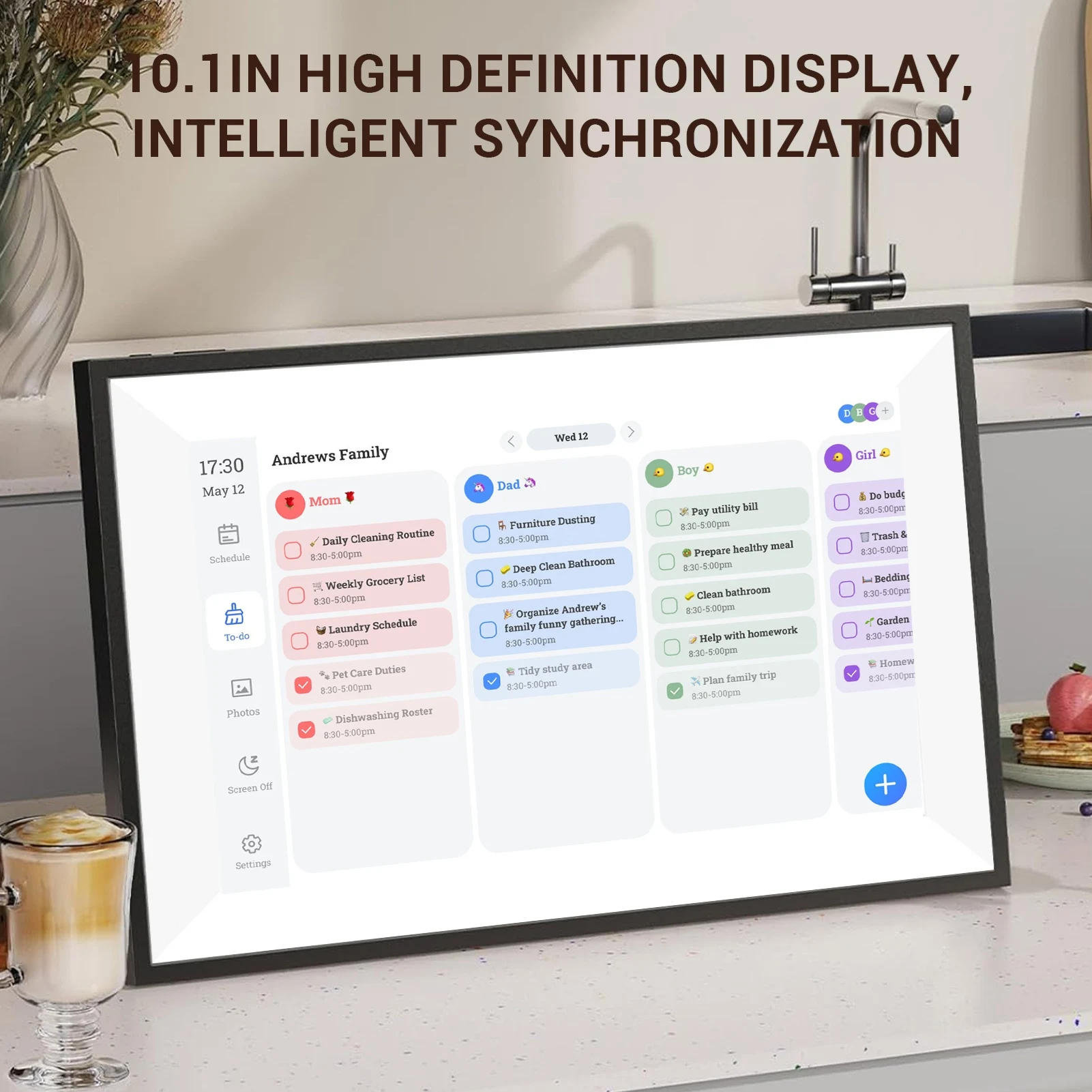 Smart Digital Calendar 10.1in HD Touchscreen Family Planner with Switchable Digital Photo Frame Electronic Calendar