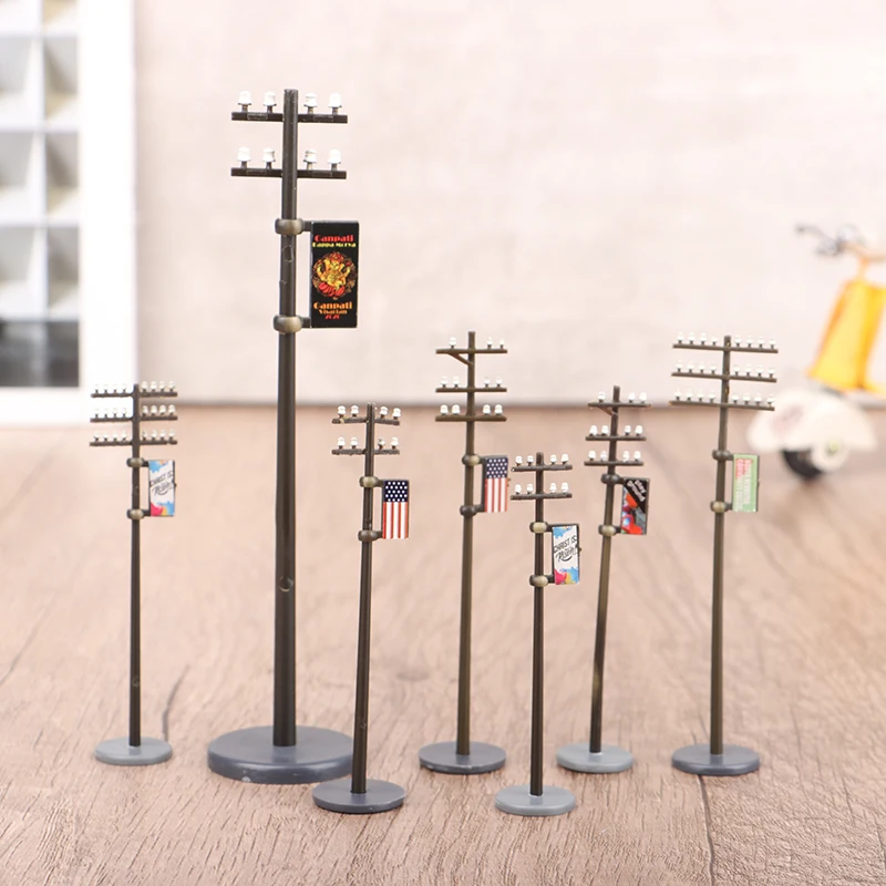 High Quality 3pcs/set 1:42/1:87/1:100 Electric Line Pole Model for Train Microlandscape Mini Scenery DIY Decor Accessories