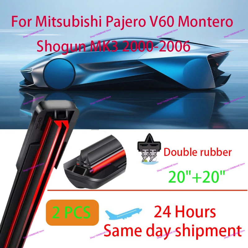 

Double rubber Car Wiper For Mitsubishi Pajero V60 Montero Shogun MK3 2000-2006Front Wiper Blades Brushes Cutter Auto Accessories
