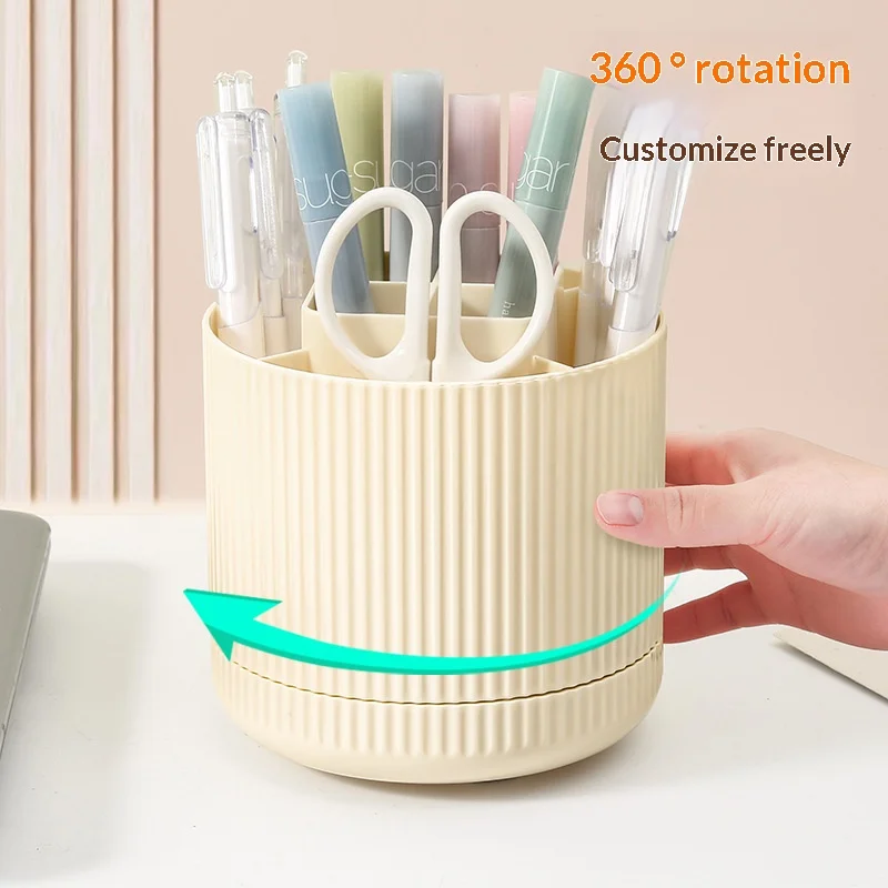 

1 шт. 360 ° Вращающийся стакан для ручек, настольный органайзер большой вместимости, милый и простой держатель для канцелярских принадлежностей и кистей для макияжа для офиса и студентов