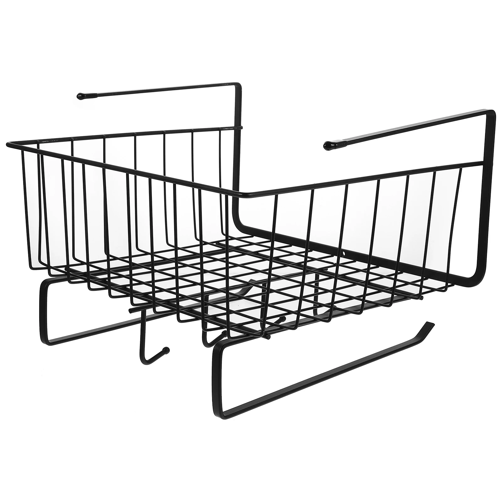 

Cabinet Hanging Basket Under Storage Black Carbon Steel Kitchen Office ganizer Wire Shelf Storage Holder Pantry