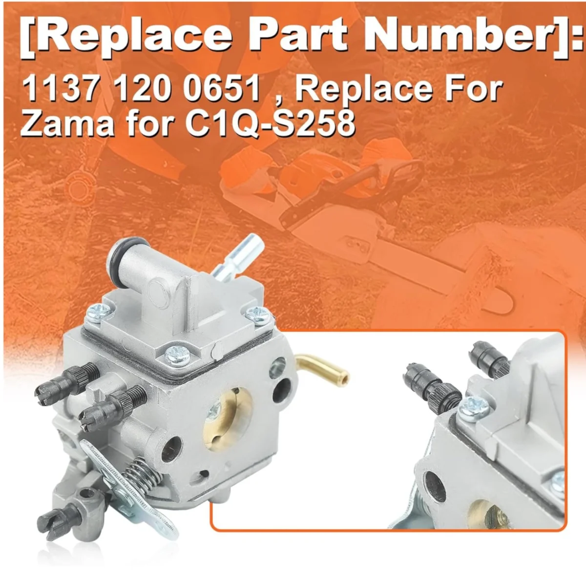 1137-120-0650 Carburetor Fits for Stihl MS192 MS192T MS192TC Chainsaw Carb Replace Zama C1Q-S258 with Fuel Line Filter