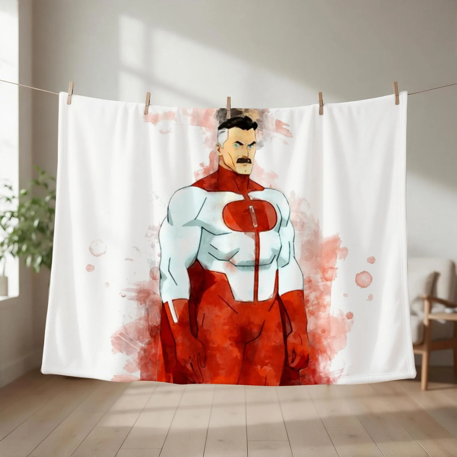 Invincible - Omni-Man *watercolor* Throw Blanket couch cozy soft plush fuzzy picnic outdoor blanket