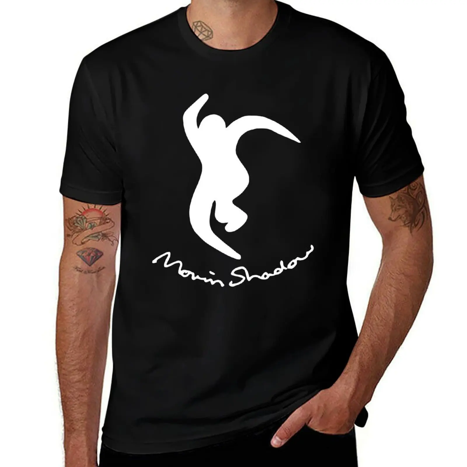 

Moving Shadow Cursive Logo T-Shirt t shirts for man slim fit cotton t shirt pack
