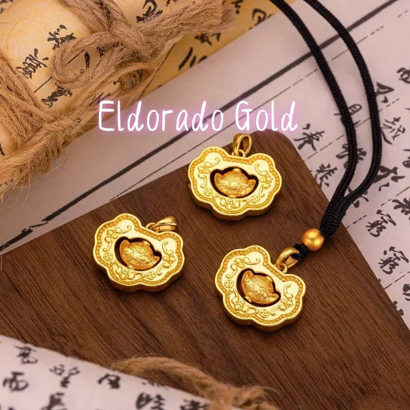

Золото Эльдорадо 9999 пробы, настоящее золото 24K, новый золотой слиток, кулон Руи в национальном стиле, оберег Руи для долголетия и богатства, кулон по старинной технологии