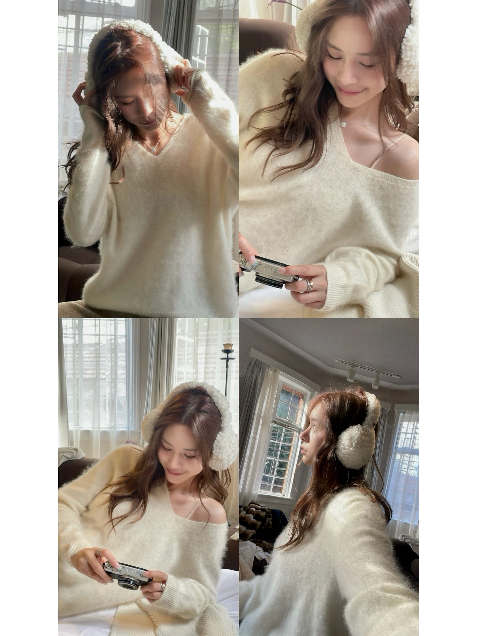 

High Quali DailyDa Women's Knitwear Soft Wool Silk Camere Fce Sensation V-Ne Long Sve Casual Faion Spring Aut...