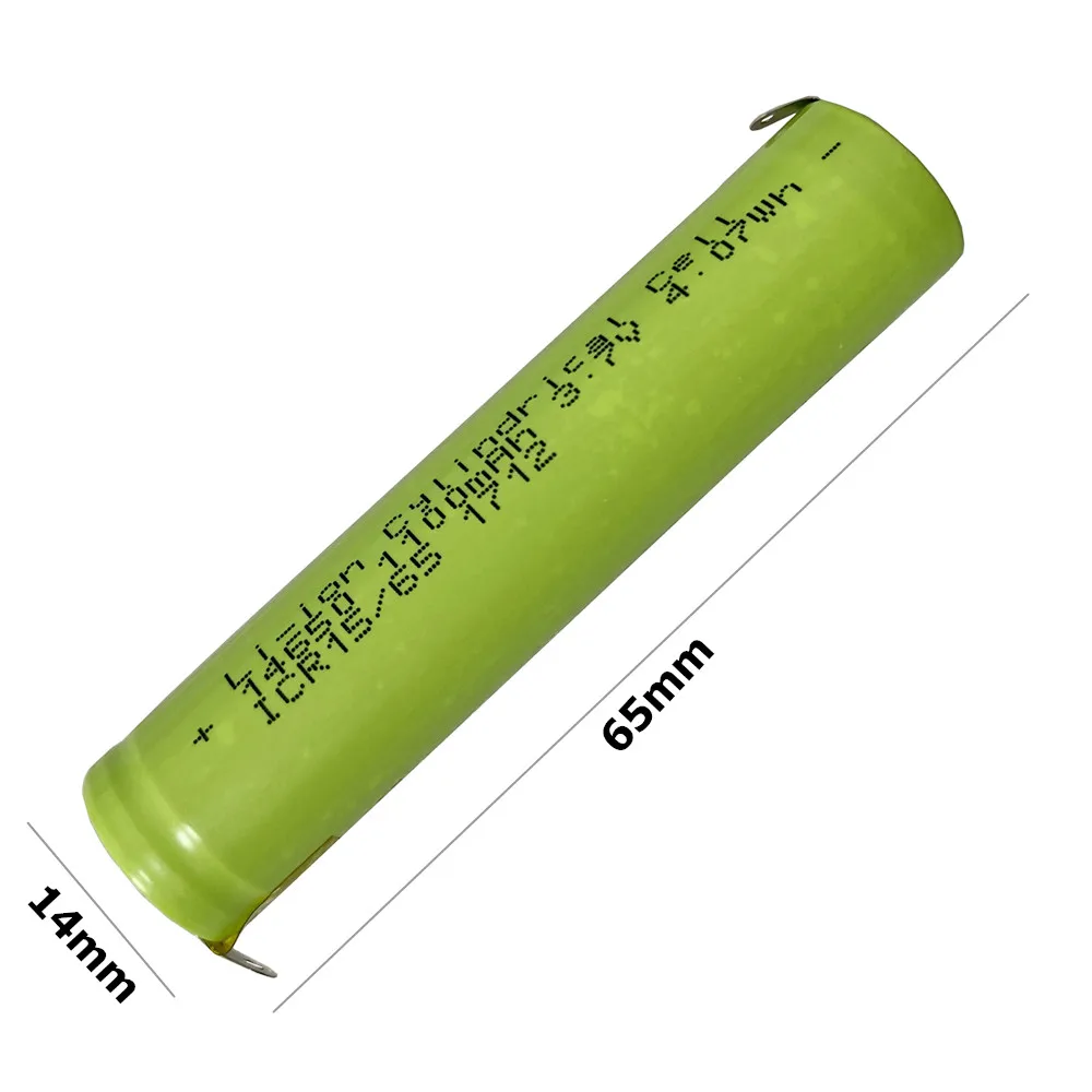 2PCS ICR 14650 3.7V 1100mAh Rechargeable Lithium Battery for Sonic Electric Toothbrush Flashlight Cordless Screwdriver Drill
