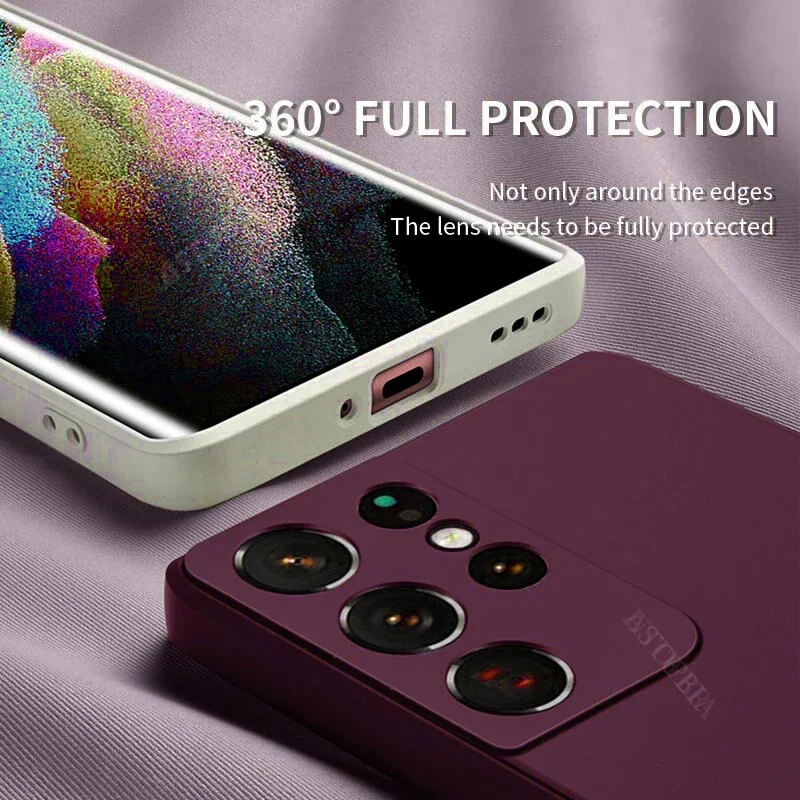 Nieuwe Luxe Vloeibare Siliconen Case Voor Samsung Galaxy S24 S23 S22 S21 S20 Ultra Plus FE A54 A53 A52 A73 5G 4G Shockproof Soft Cover