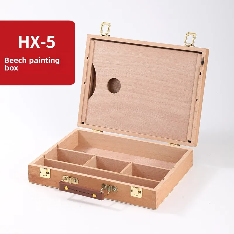 

Ящик для художественной живописи из цельного дерева, ящик для хранения, деревянный рабочий стол, многофункциональная коробка для рисования большой емкости, портативная уличная коробка