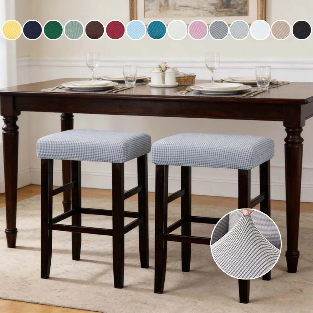 

Non-slip Square Stool Chair Covers Fit Stretch Chair Cover Living Room Protective Stool Covers Bar Cushion Cover for Cafe Home