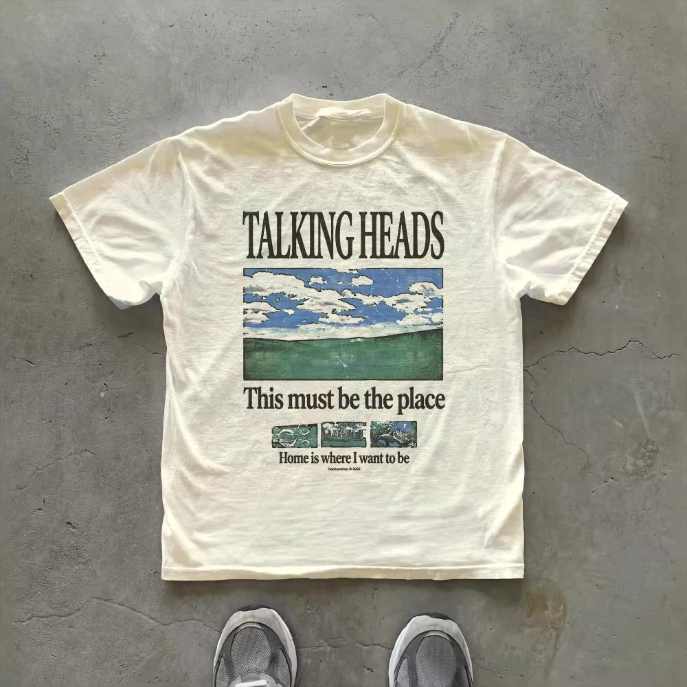 Talking Heads Graphic T-Shirt This Must Be The Place Lyric Tee 70s Rock Inspired Shirt Clothing Graphic Short Sleeve Men Women