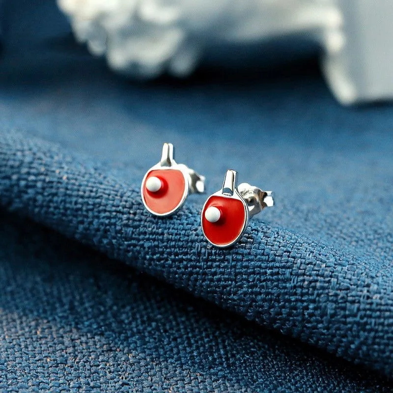 Unique Funny Table Tennis Stud Earrings for Men Women Table Tennis Enthusiasts Creative Earrings Jewelry Gifts