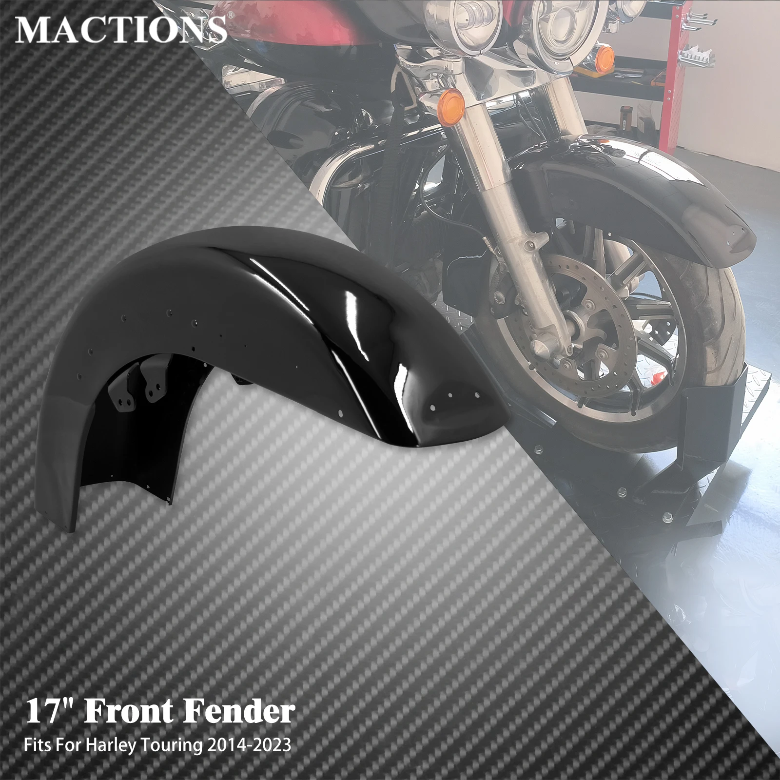 Motorcycle Front Fender 17'' Mudguards Wheels Wrap Fairing For Harley Touring Road Street Electra Glide FLHR FLHT FLTRX 2014-23